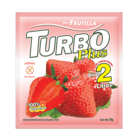 Turbo Plus Jugo de Frutilla Sin Gluten 10 Sobres