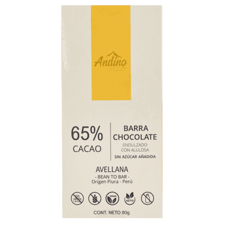 Andino Barra Keto Avellana 65 % Cacao Sin Gluten 80 g