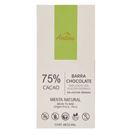 Andino Barra Keto Menta 75 % Cacao 80 g