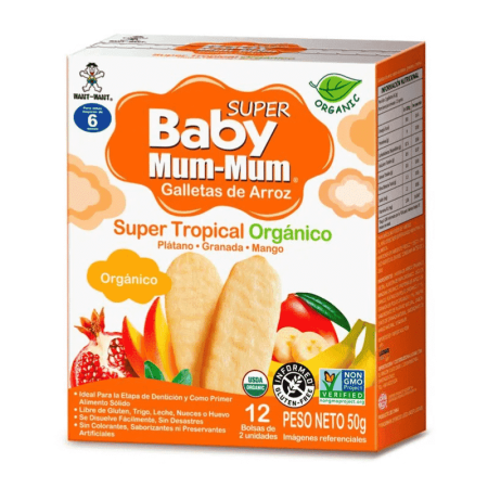 Baby Mum Mum Galletas de Arroz Super Tropical Orgánico 50 g