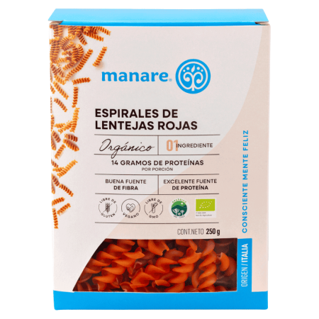 Manare Espirales de Lentejas Rojas Sin Gluten 250 g